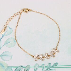 Elegant Rose Gold Bracelet with Sparkling Leaf Cluster Design, XPBL0715 ✔ Craf
